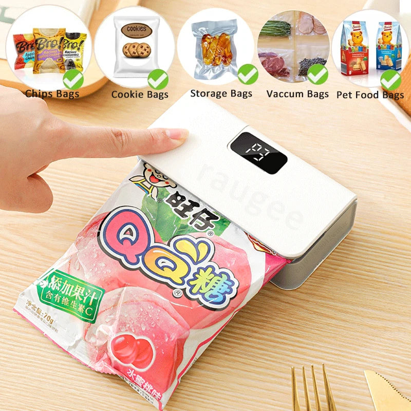 Rechargeable Mini Heat Sealer for Plastic Bags - Handheld Food Storage Sealing Machine